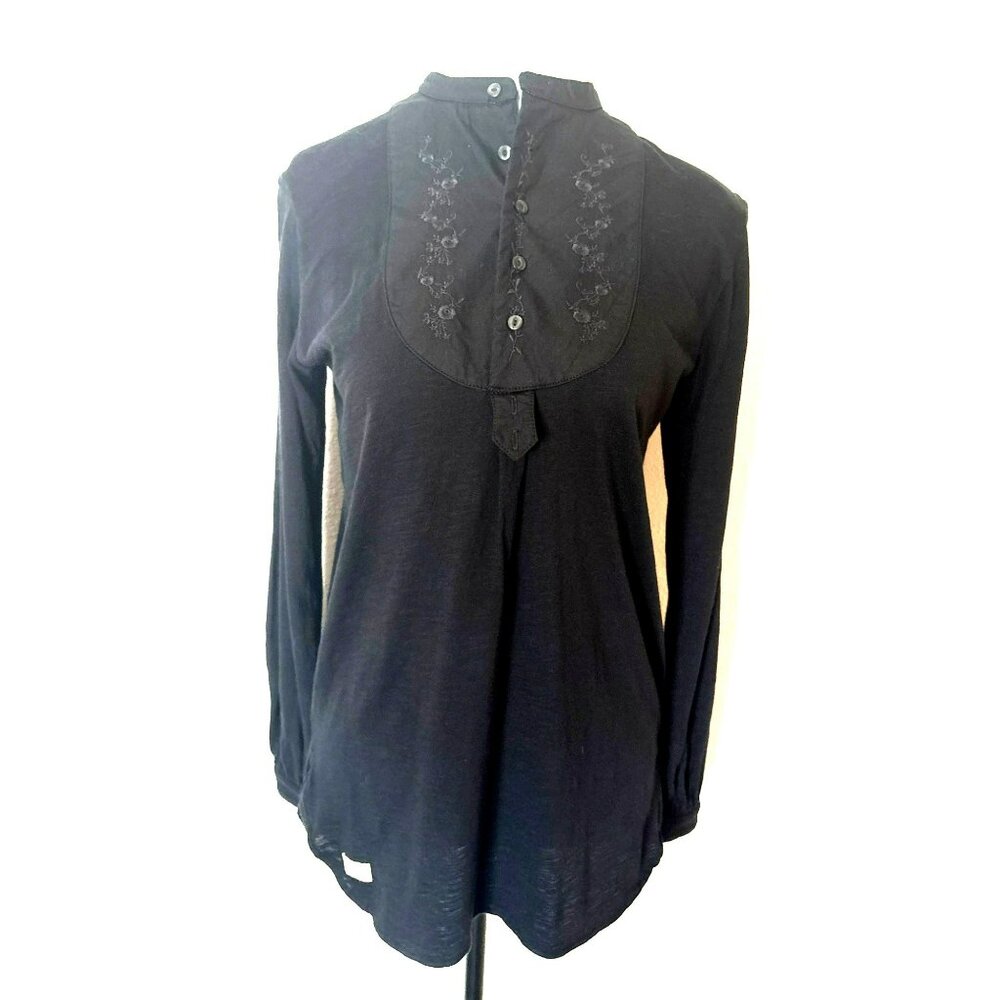 Ralph Lauren Girls Black Floral Embroidered Bib Top Size XL/16